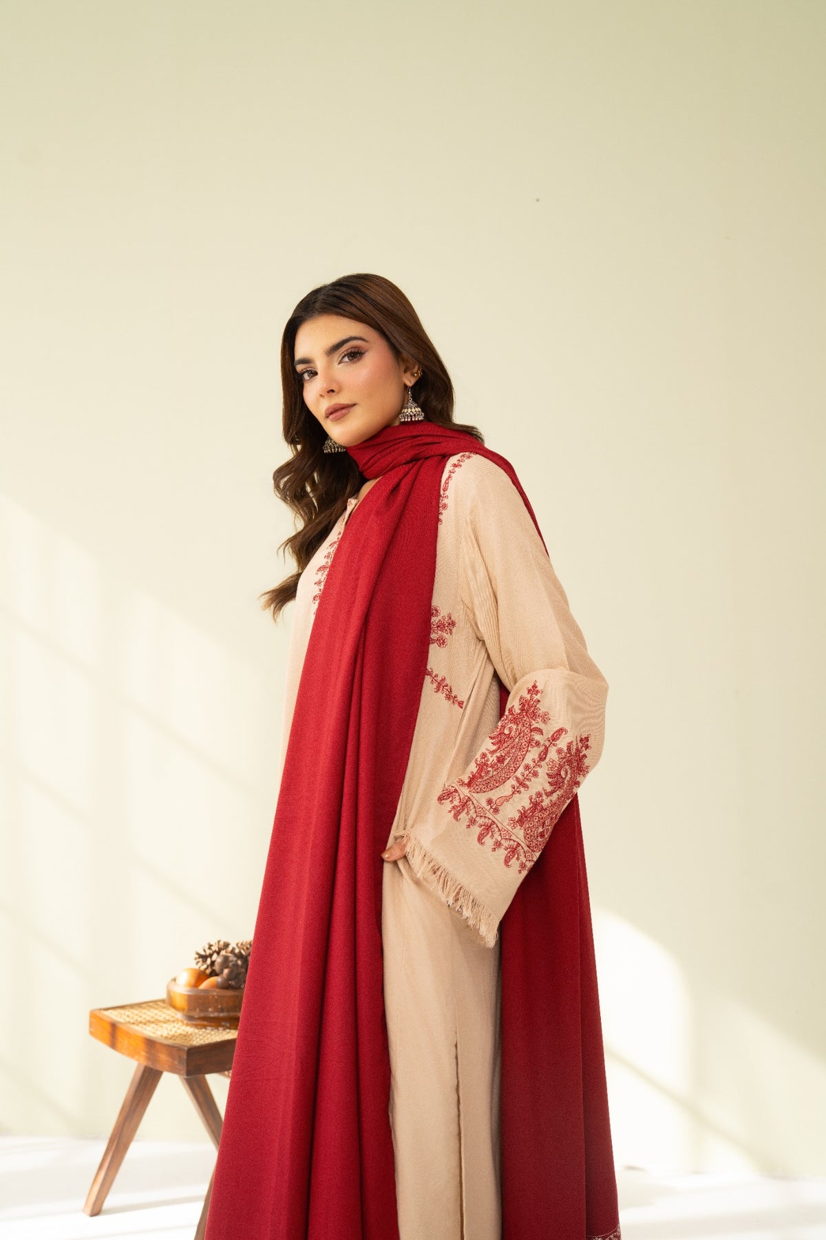 Embroidered 3 Piece Soft Beige 0002