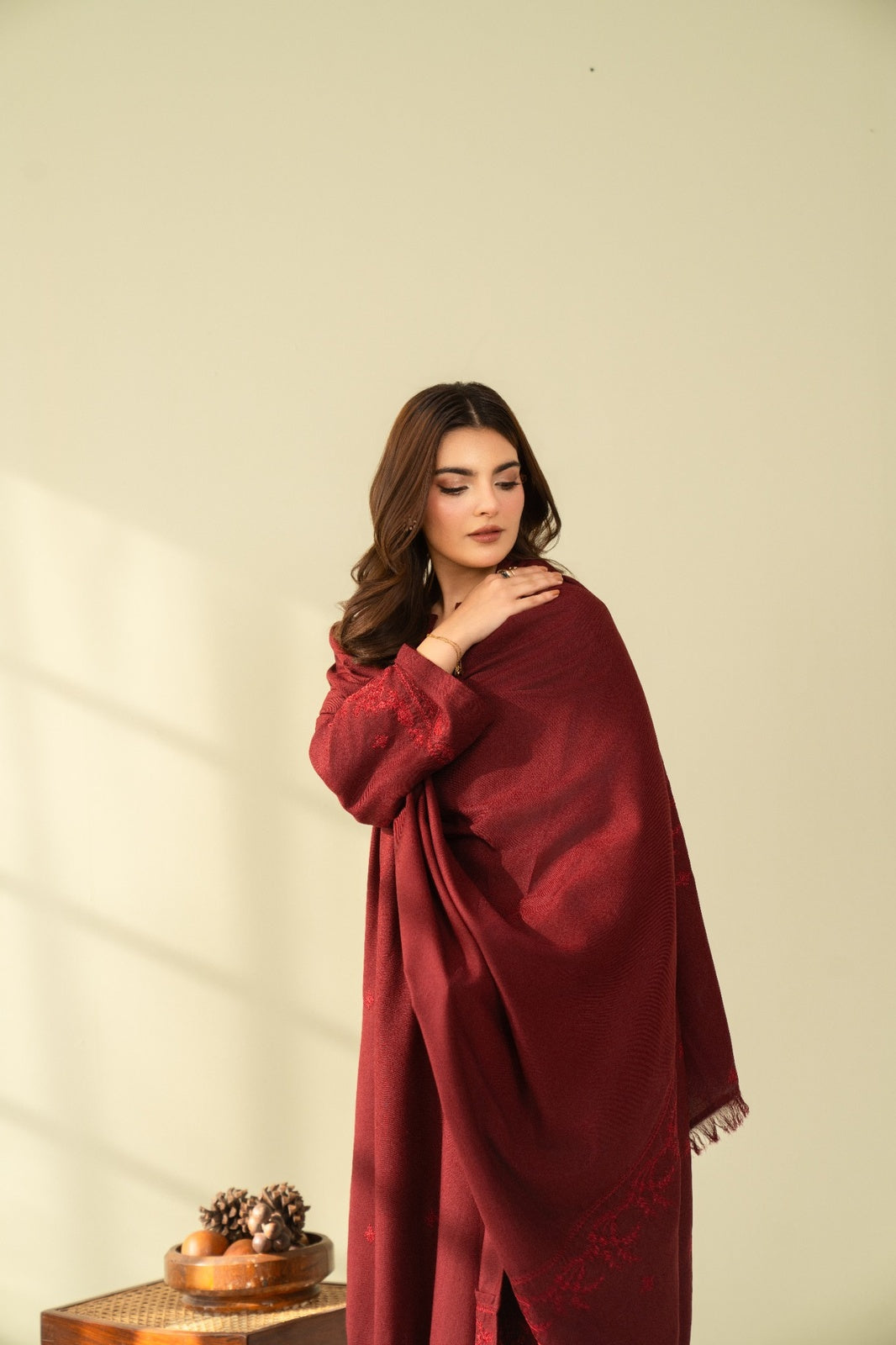 Embroidered 3 Piece Maroon 0004