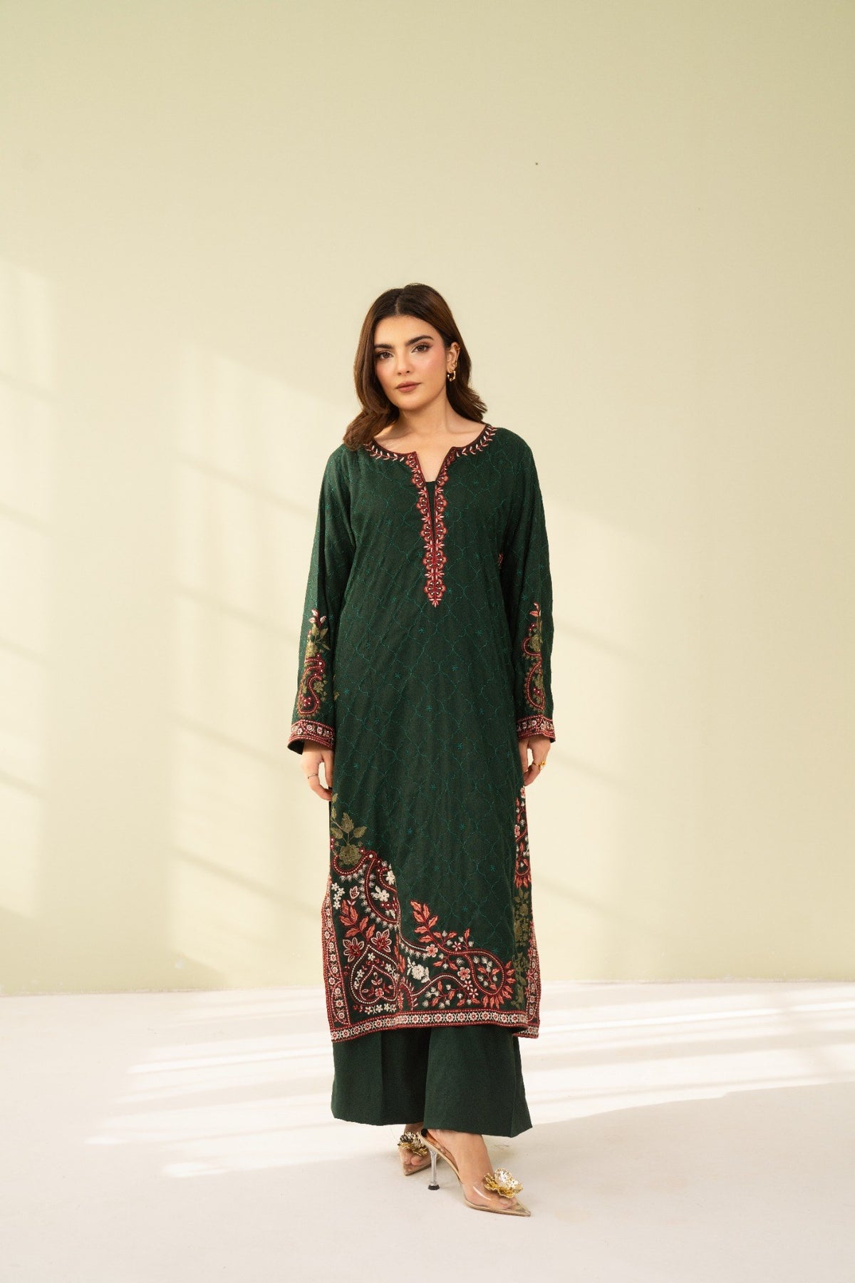 Embroidered 3 Piece Green 0005