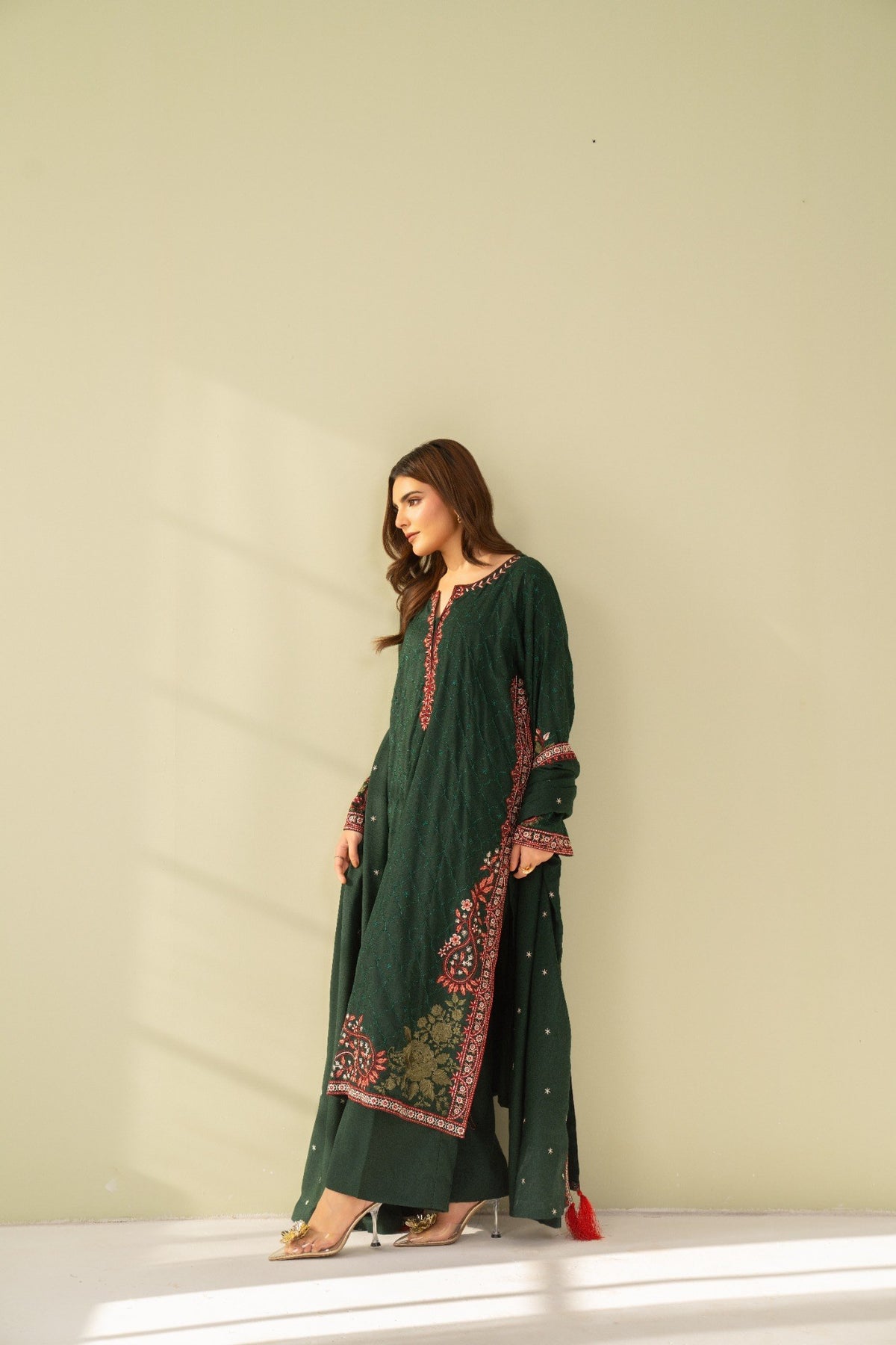 Embroidered 3 Piece Green 0005