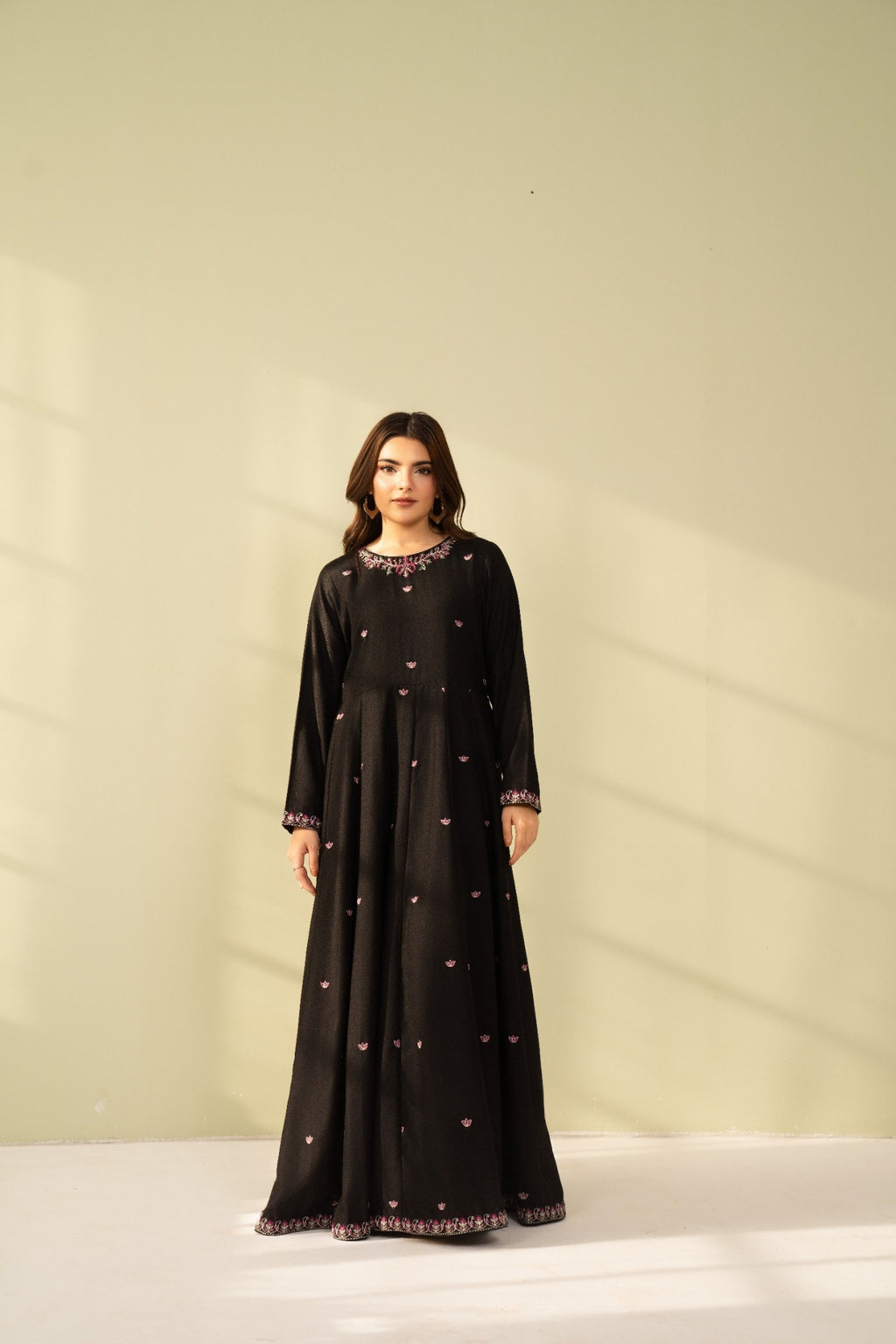 Embroidered 3 Piece Black frock 0006