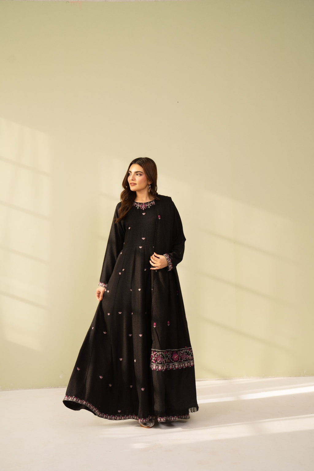 Embroidered 3 Piece Black frock 0006