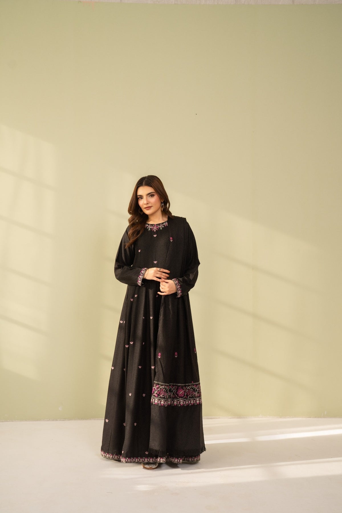 Embroidered 3 Piece Black frock 0006