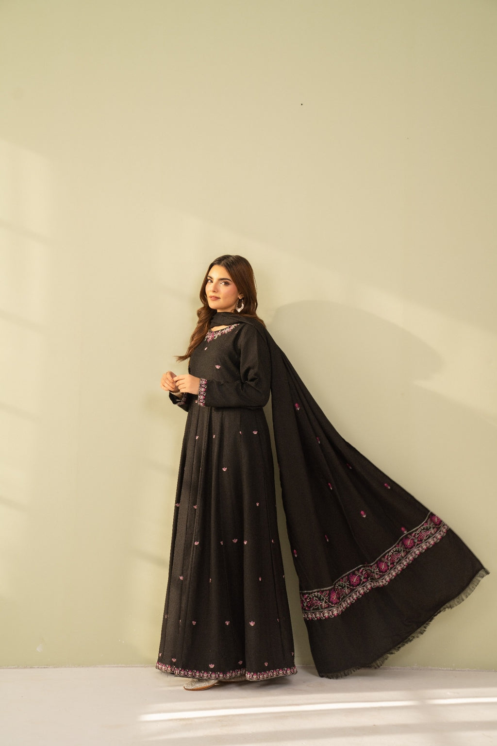 Embroidered 3 Piece Black frock 0006