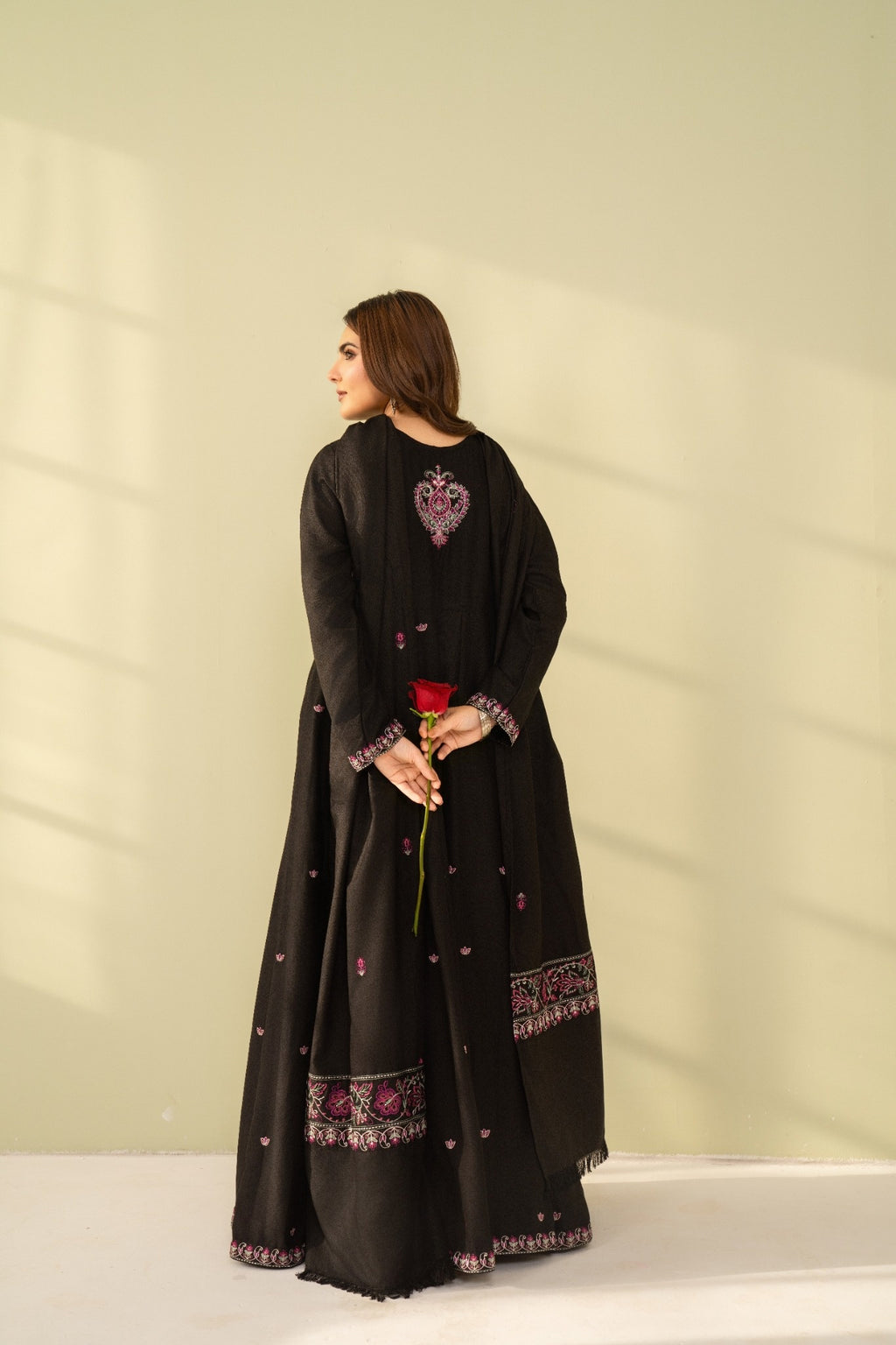 Embroidered 3 Piece Black frock 0006