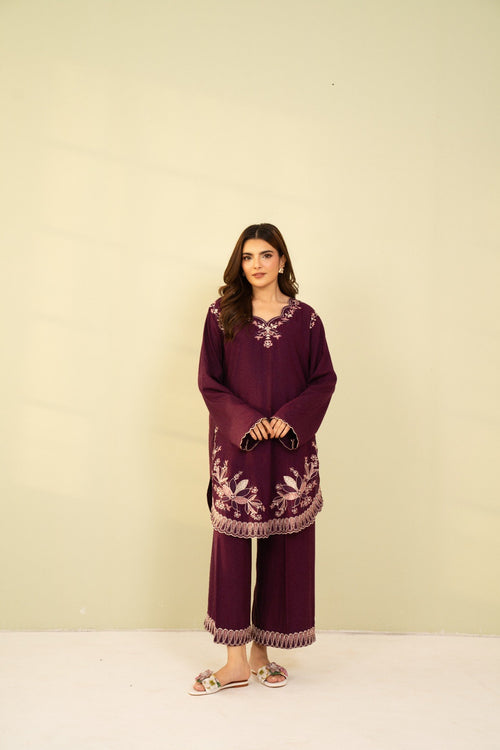 Embroidered 2 Piece Plum 0010