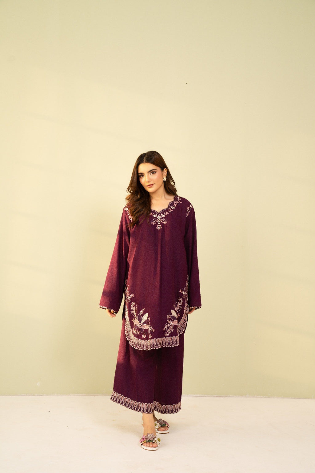 Embroidered 2 Piece Plum 0010