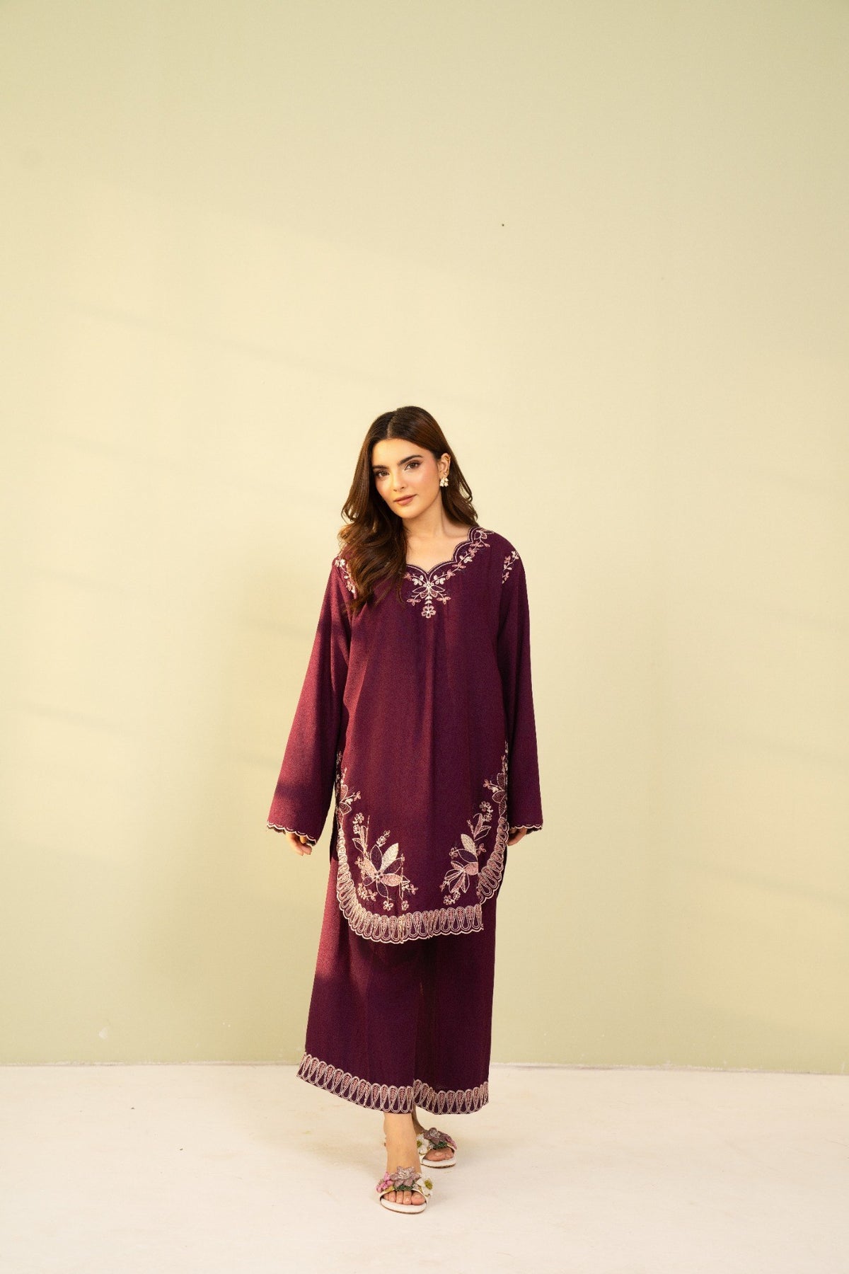 Embroidered 2 Piece Plum 0010