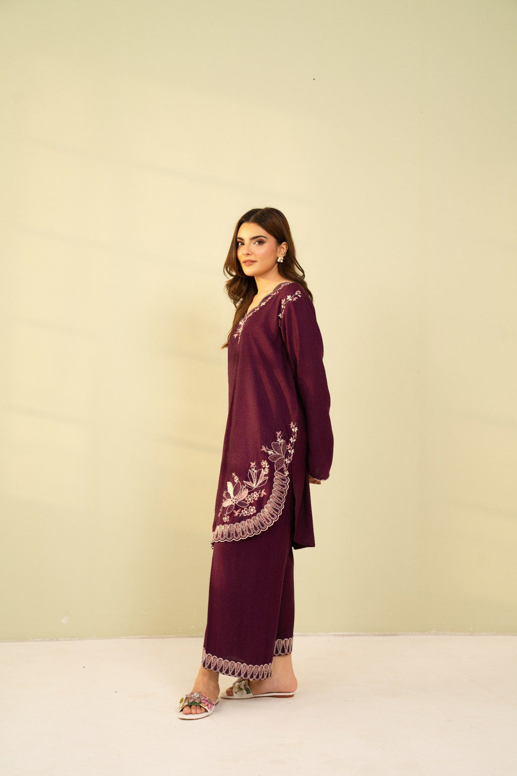 Embroidered 2 Piece Plum 0010