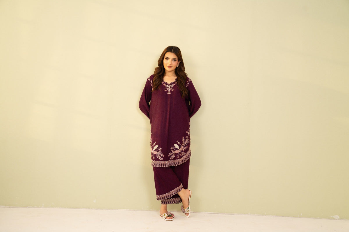 Embroidered 2 Piece Plum 0010